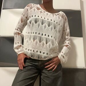 Miss Me Cream Lace Knit Top
